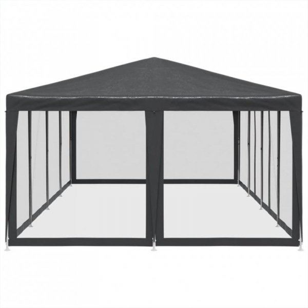 Namiot imprezowy z 12 ścianami z siatki, antracyt, 8x4 m, HDPE