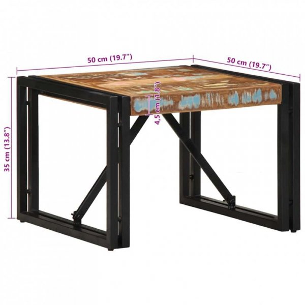 Stolik kawowy wielokolorowy 50x50x35 cm lite drewno odzyskane