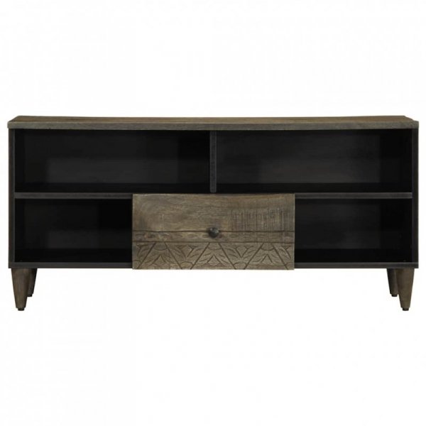 Szafka pod telewizor, czarna, 100x33x46 cm, lite drewno mango