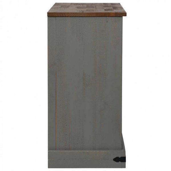 Komoda HALDEN 2 Drzwi przesuwne Szara 112x40x80 cm Drewno lite