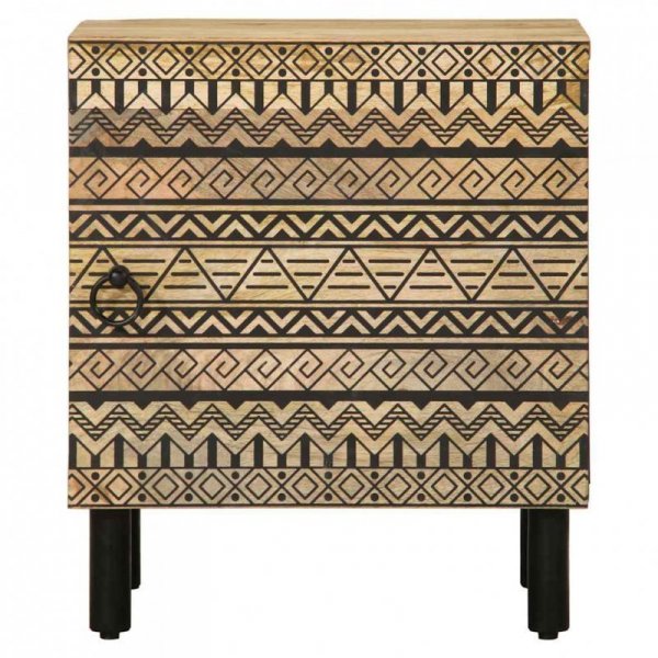 Szafki nocne, 2 szt., czarne, 40x33,5x46 cm, lite drewno mango
