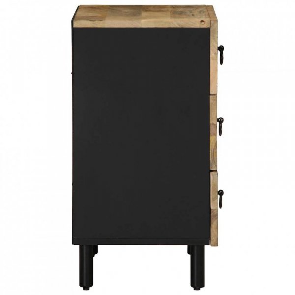 Szafka nocna, czarna, 50x33x62 cm, lite surowe drewno mango