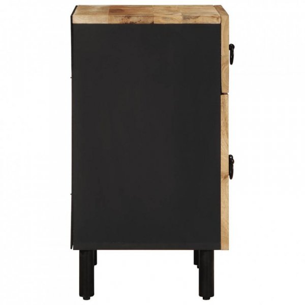 Szafka nocna, czarna, 50x33x60 cm, lite surowe drewno mango