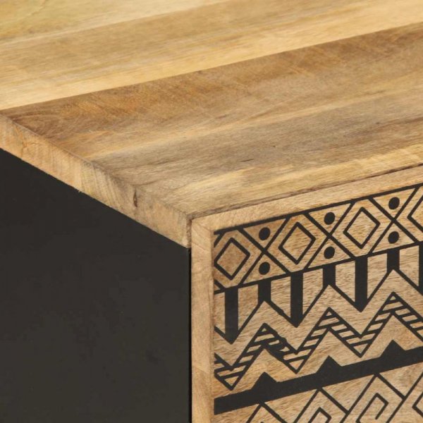 Stolik kawowy, czarny, 100x54x40 cm, lite surowe drewno mango