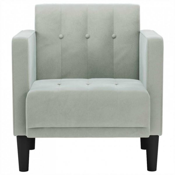 Sofa Fotel z Podłokietnikami Jasnoszary 53 cm Aksamit