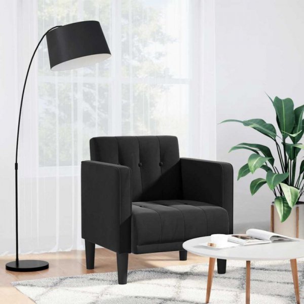 Sofa Fotel z Podłokietnikami Czarny 53 cm Aksamit
