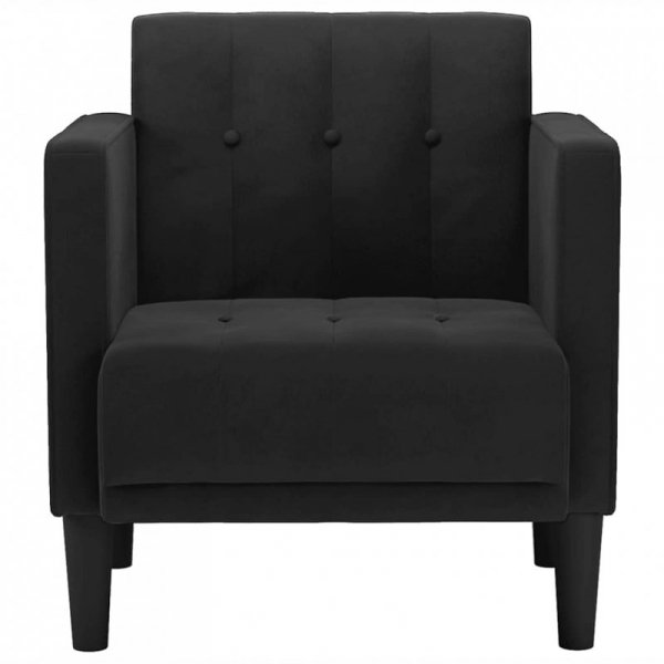 Sofa Fotel z Podłokietnikami Czarny 53 cm Aksamit