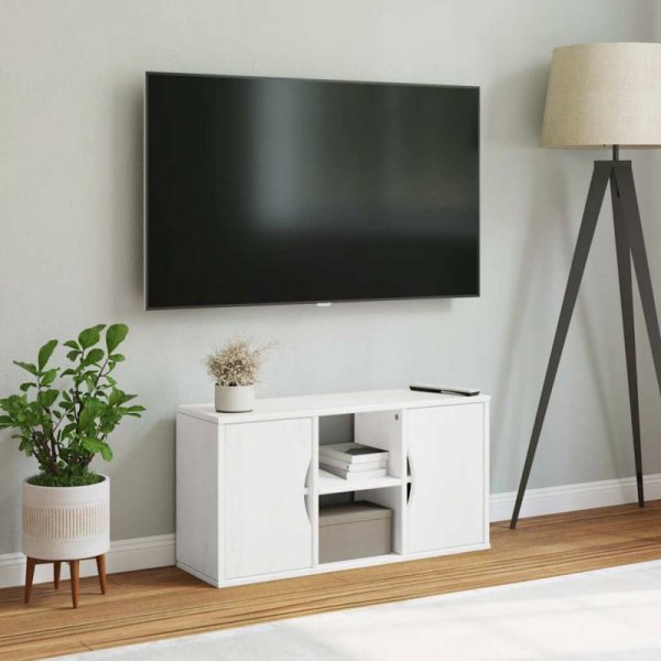 Szafka RTV „ODDA” Biała 79x24x40 cm Drewno lite Sosna