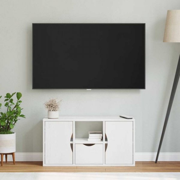 Szafka RTV z szufladą „ODDA” Biała 79x24x40cm Drewno lite Sosna