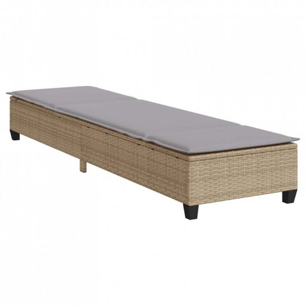 Leżak z poduszkami beżowy 55x200x25,5cm polirattan