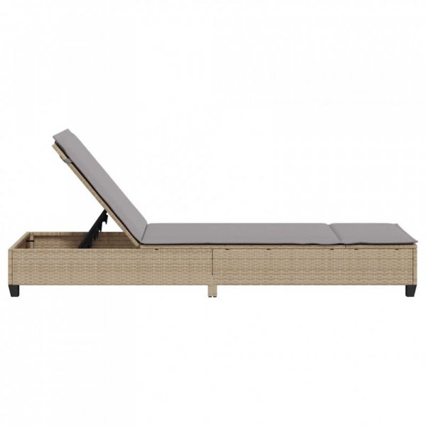 Leżak z poduszkami beżowy 55x200x25,5cm polirattan