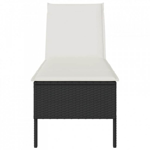 Leżak z poduszką Czarny 55x200x44cm polirattan