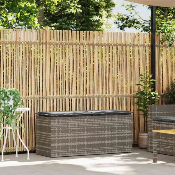 Ławka ogrodowa z poduszką Szara 110x40x44 cm Polirattan