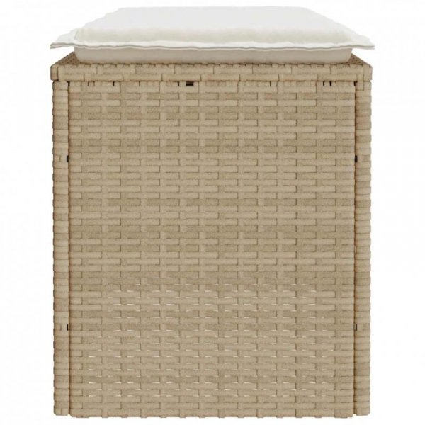 Ławka ogrodowa z poduszką beżowa 110x40x44 cm polirattan