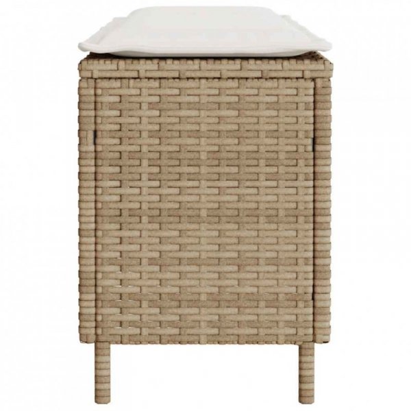 Ławka ogrodowa z poduszką beżowa 110x30x40,5 cm polirattan