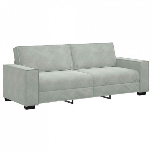 Sofa 3-osobowa, jasnoszara, 180 cm, tapicerowana aksamitem