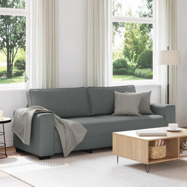 Sofa 3-osobowa, ciemnoszara, 180 cm, tapicerowana tkaniną