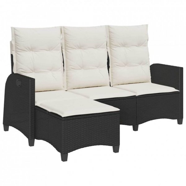 Rozkładana Sofa Ogrodowa z Poduszkami L-kształtna Czarna
