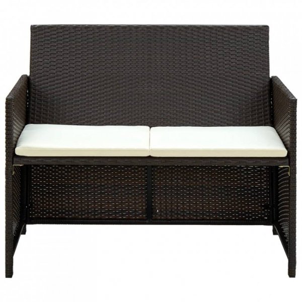 2-osobowa sofa ogrodowa z poduszkami, polirattan, brązowa