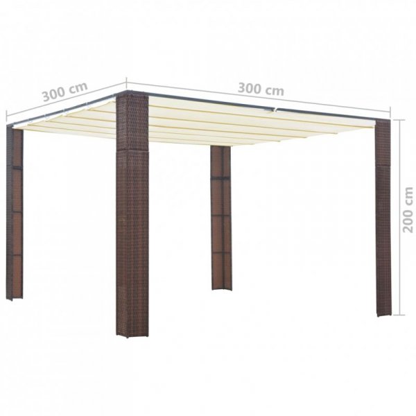 Altana z dachem, polirattan, 300x300x200cm, brązowo-kremowa