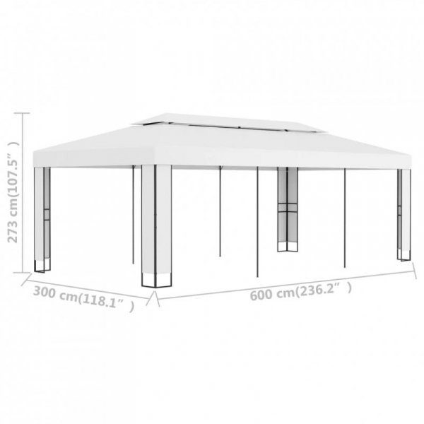 Altana z podwójnym dachem, 3x6 m, biała