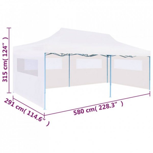 Składany namiot ze ścianami bocznymi, 3 x 6 m, stal, biały