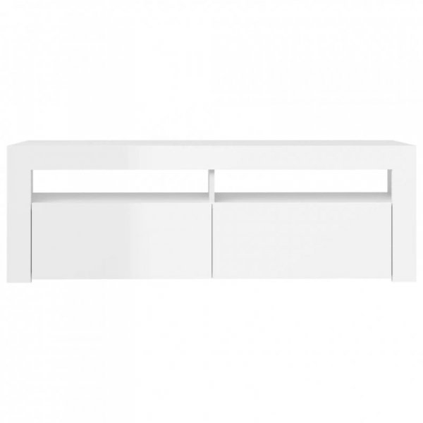 Szafka TV z oświetleniem LED, biała, wysoki połysk, 120x35x40cm