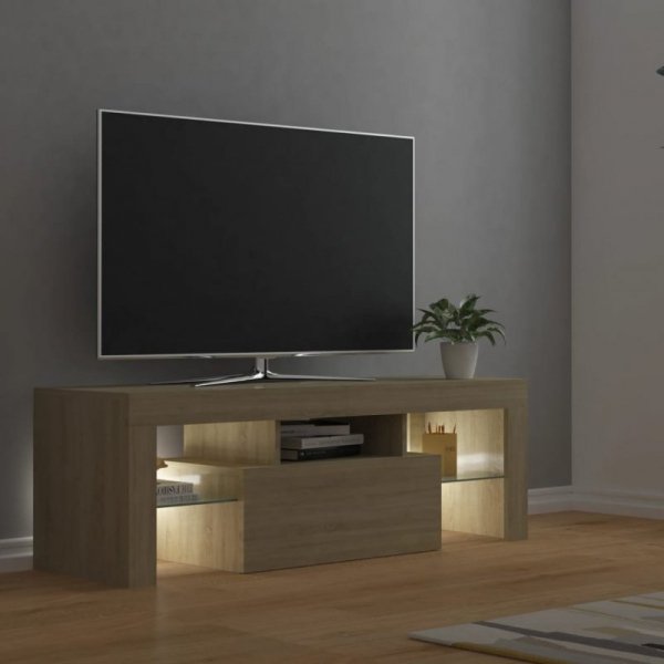 Szafka pod TV z oświetleniem LED, dąb sonoma, 120x35x40 cm