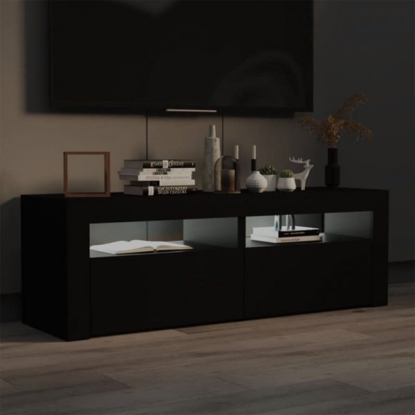Szafka pod TV z oświetleniem LED, czarna, 120x35x40 cm