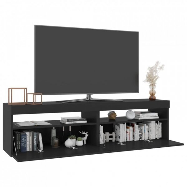 Szafki pod TV z oświetleniem LED, 2 szt., czarne, 75x35x40 cm