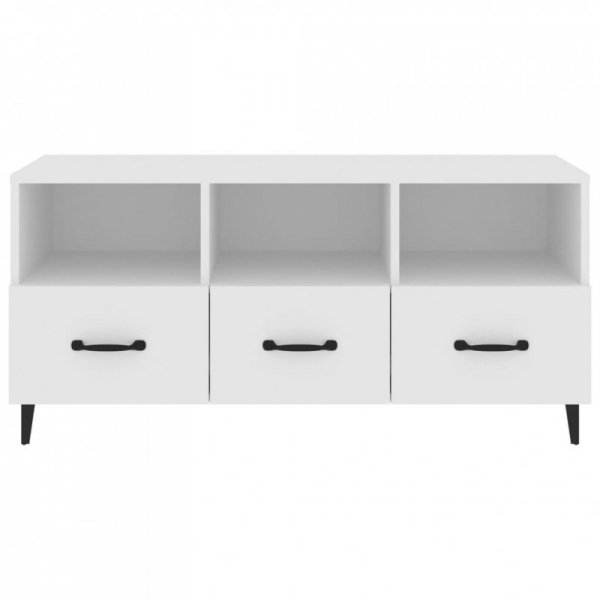 Szafka pod TV, biała, 102x35x50 cm, materiał drewnopochodny