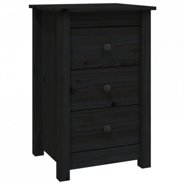 Szafki nocne, 2 szt., czarny, 40x35x61,5cm, lite drewno sosnowe