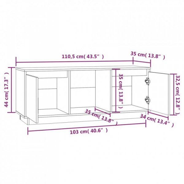 Szafka pod telewizor, 110,5x35x44 cm, lite drewno sosnowe