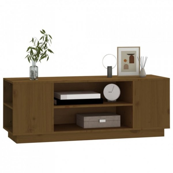 Szafka pod TV, miodowy brąz, 110x35x40,5cm, lite drewno sosnowe