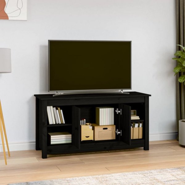 Szafka pod telewizor, czarna, 103x36,5x52 cm, drewno sosnowe