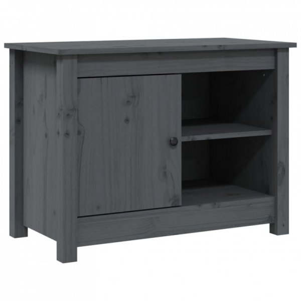 Szafka pod telewizor, szara, 70x36,5x52 cm, lite drewno sosnowe