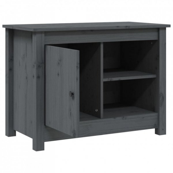 Szafka pod telewizor, szara, 70x36,5x52 cm, lite drewno sosnowe