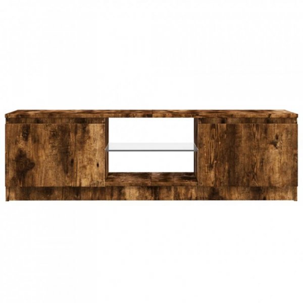 Szafka pod TV z LED, przydymiony dąb, 120x30x35,5 cm