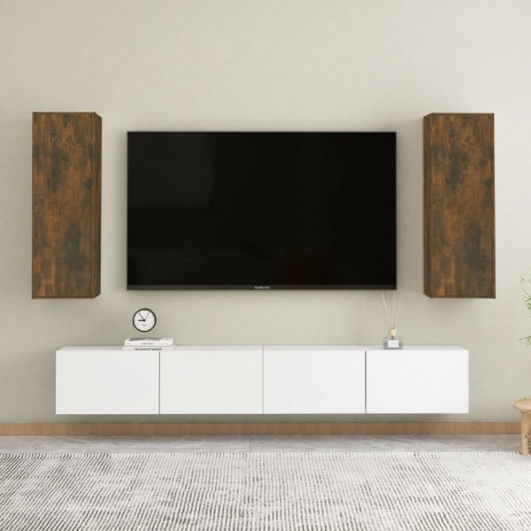 Szafka pod telewizor, 2 szt., przydymiony dąb, 30,5x30x90 cm