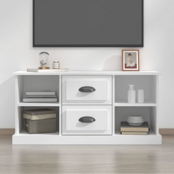 Szafka pod TV, biała, 99,5x35,5x48 cm, materiał drewnopochodny