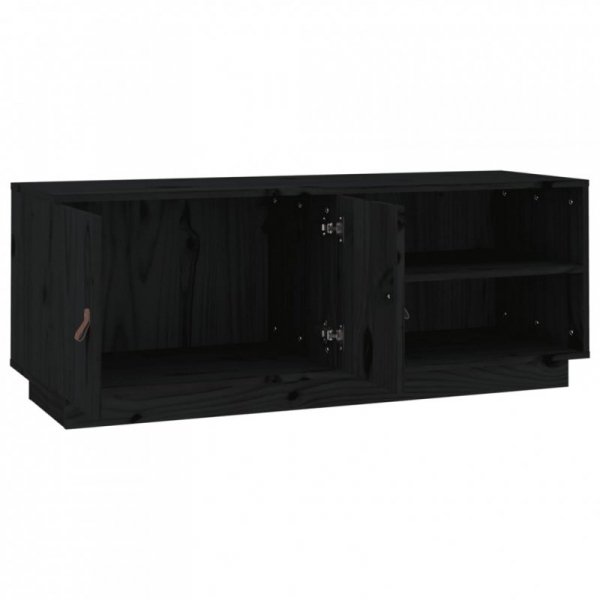 Szafka pod TV, czarna, 105x34x40 cm, lite drewno sosnowe