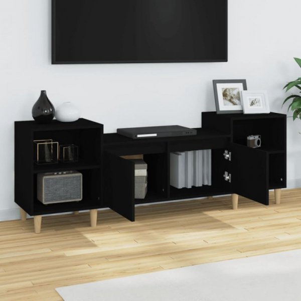 Szafka pod TV, czarna, 160x35x55 cm, materiał drewnopochodny