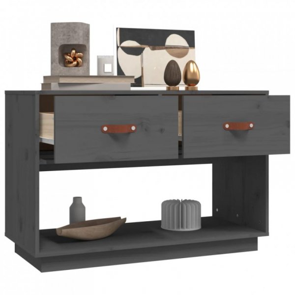 Szafka pod telewizor, szara, 90x40x60 cm, lite drewno sosnowe