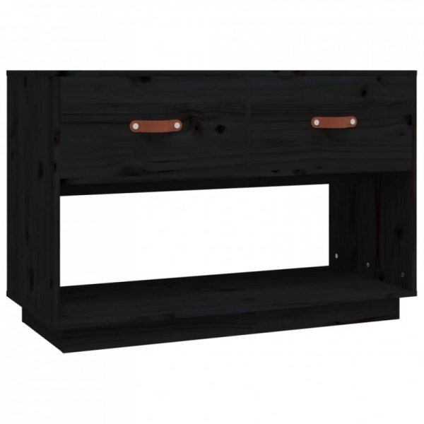 Szafka pod TV, czarna, 90x40x60 cm, lite drewno sosnowe