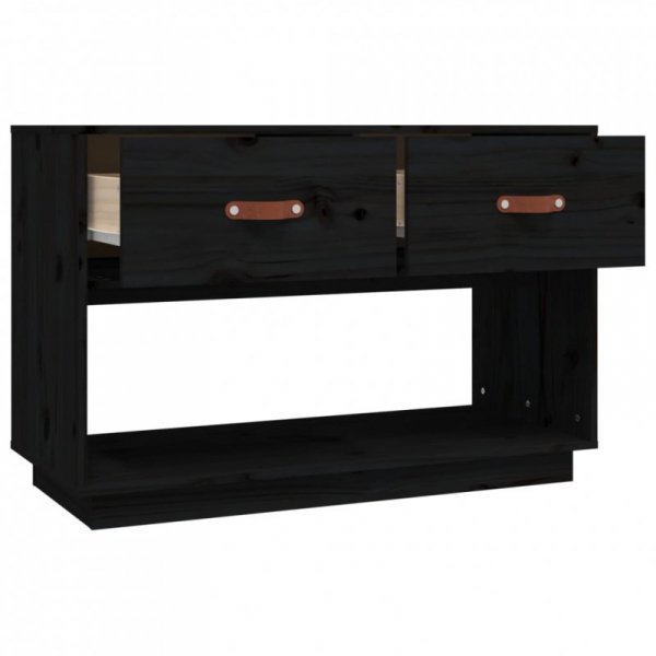 Szafka pod TV, czarna, 90x40x60 cm, lite drewno sosnowe
