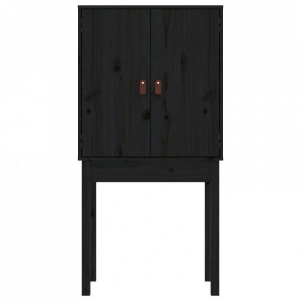 Kredens, czarny, 60x40x120 cm, lite drewno sosnowe