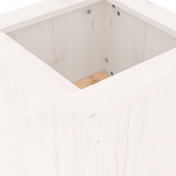 Ławka z donicami, biała, 184,5x39,5x56,5cm, lite drewno sosnowe