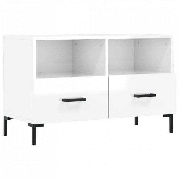 Szafka pod TV, biała, wysoki połysk, 80x36x50 cm
