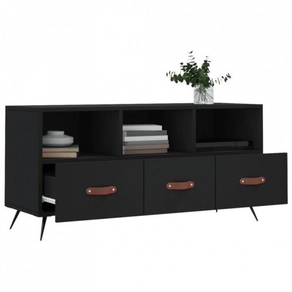 Szafka pod TV, czarna, 102x36x50 cm, materiał drewnopochodny