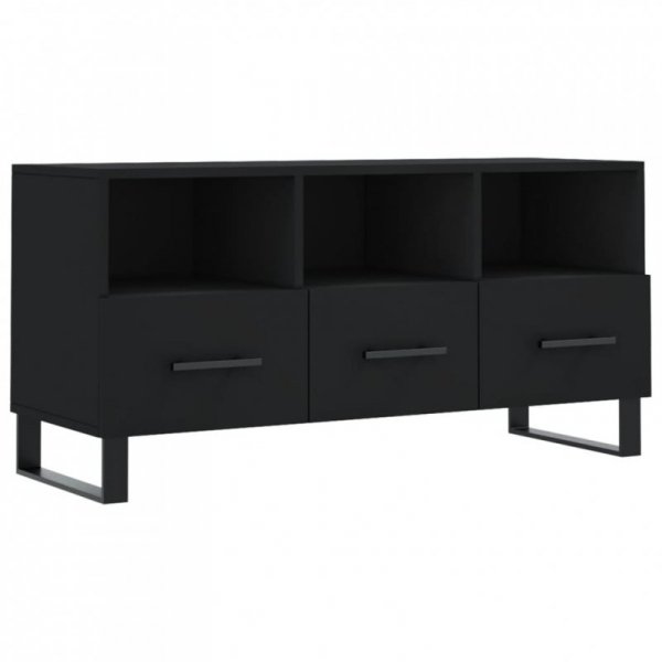 Szafka pod TV, czarna, 102x36x50 cm, materiał drewnopochodny